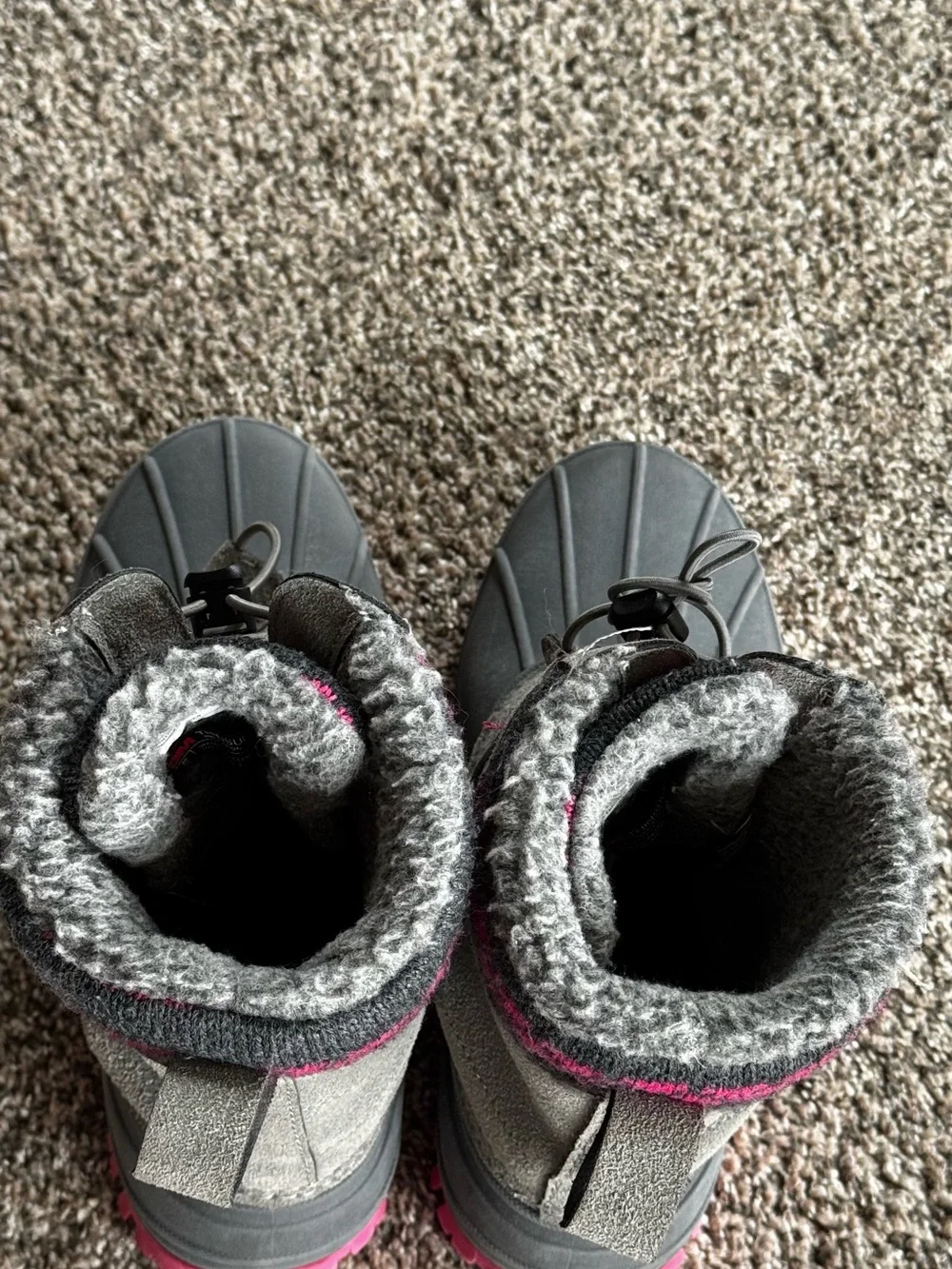 Bass Pro Shops Lucerne Insulated Pac Boots for Girls - Grey/Pink - Size 5